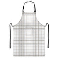 White And Grey Plaid Pattern Print Bib Apron With Pocket