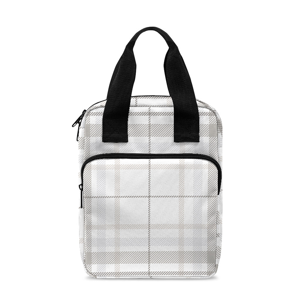 White And Grey Plaid Pattern Print Bible Tote Bag