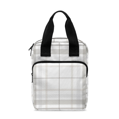 White And Grey Plaid Pattern Print Bible Tote Bag