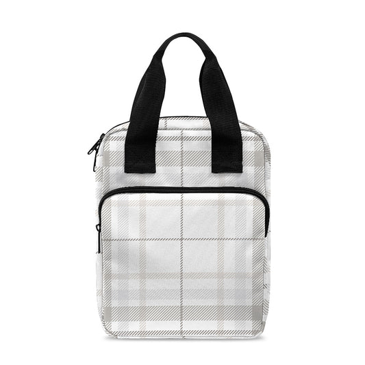 White And Grey Plaid Pattern Print Bible Tote Bag