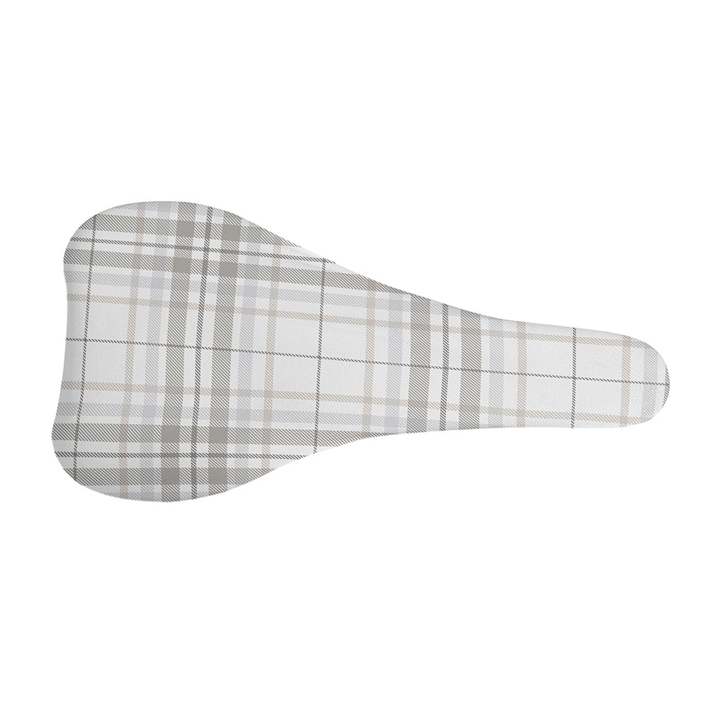 White And Grey Plaid Pattern Print Bicycle Seat Cover