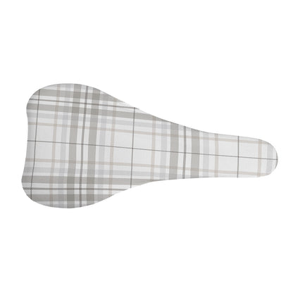 White And Grey Plaid Pattern Print Bicycle Seat Cover