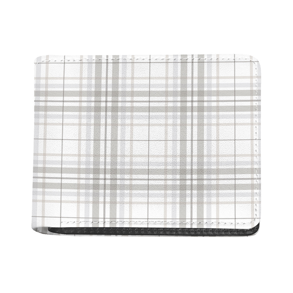 White And Grey Plaid Pattern Print Bifold Wallet