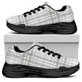 White And Grey Plaid Pattern Print Black Chunky Shoes
