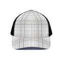 White And Grey Plaid Pattern Print Black Mesh Trucker Hat