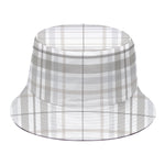 White And Grey Plaid Pattern Print Bucket Hat