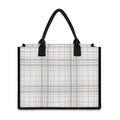 White And Grey Plaid Pattern Print Canvas Tote Bag