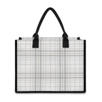 White And Grey Plaid Pattern Print Canvas Tote Bag