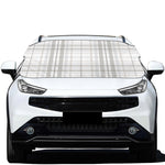 White And Grey Plaid Pattern Print Car Windshield Snow Cover