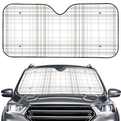 White And Grey Plaid Pattern Print Car Windshield Sun Shade
