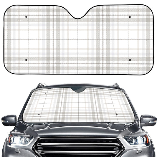 White And Grey Plaid Pattern Print Car Windshield Sun Shade