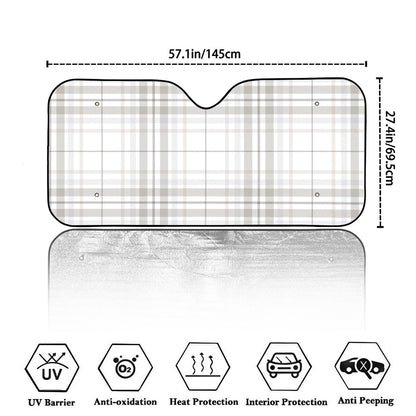 White And Grey Plaid Pattern Print Car Windshield Sun Shade