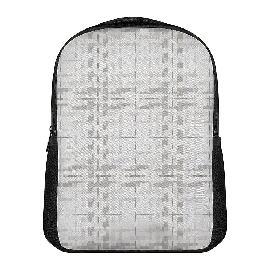 White And Grey Plaid Pattern Print Casual Backpack