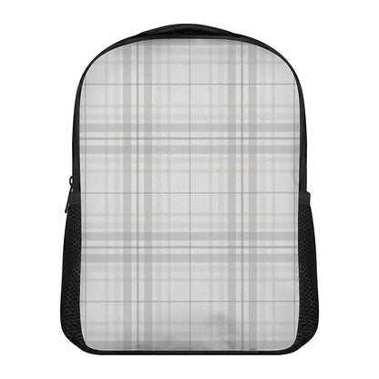 White And Grey Plaid Pattern Print Casual Backpack