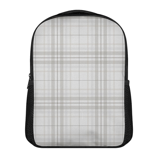 White And Grey Plaid Pattern Print Casual Backpack