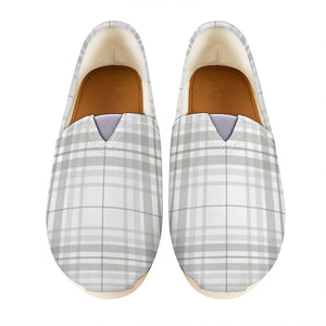 White And Grey Plaid Pattern Print Casual Shoes