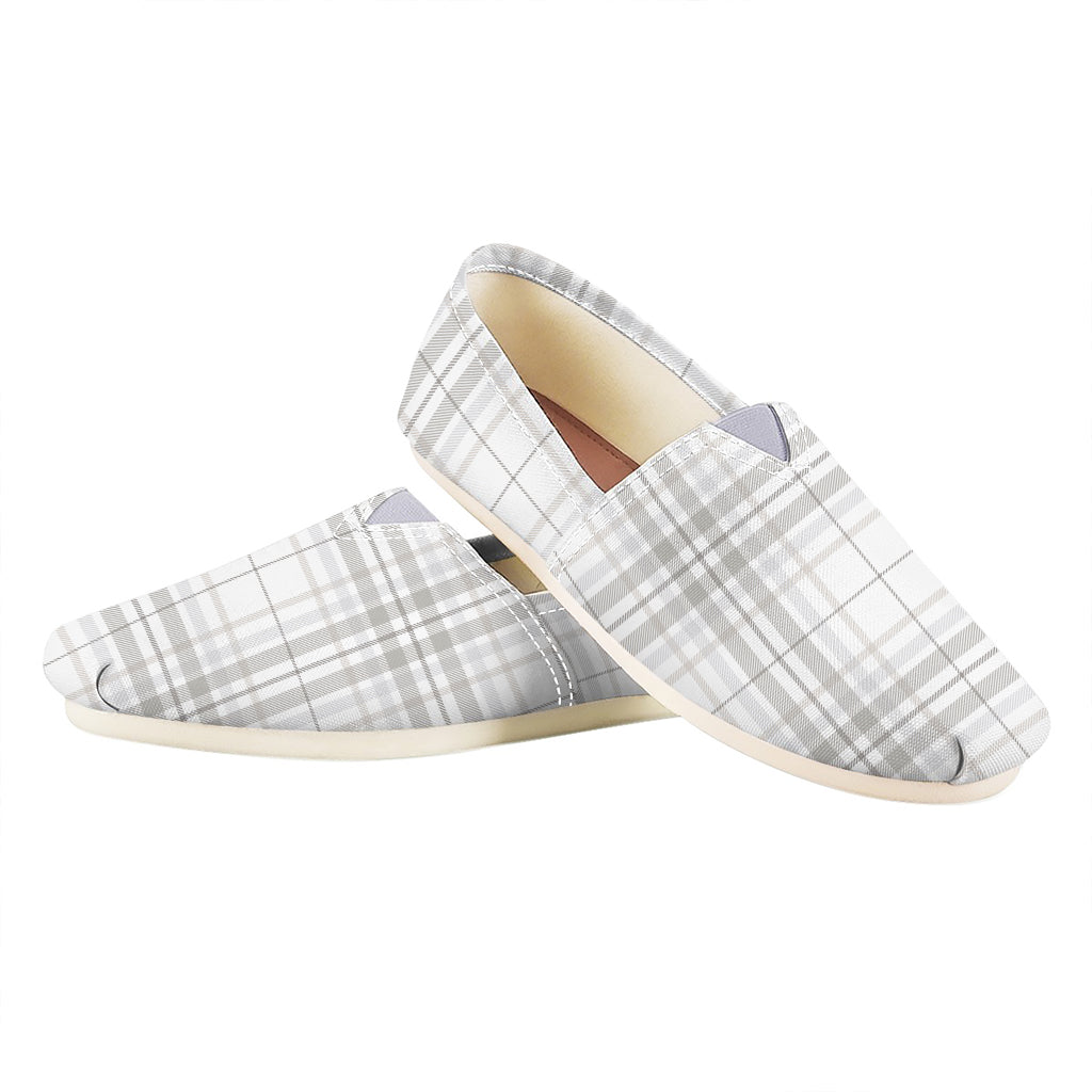 White And Grey Plaid Pattern Print Casual Shoes