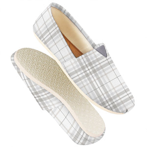 White And Grey Plaid Pattern Print Casual Shoes