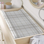 White And Grey Plaid Pattern Print Changing Pad Cover