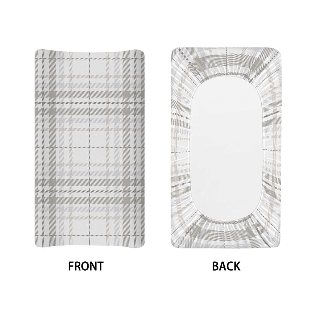 White And Grey Plaid Pattern Print Changing Pad Cover