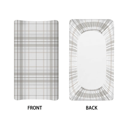 White And Grey Plaid Pattern Print Changing Pad Cover