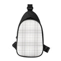 White And Grey Plaid Pattern Print Sling Bag