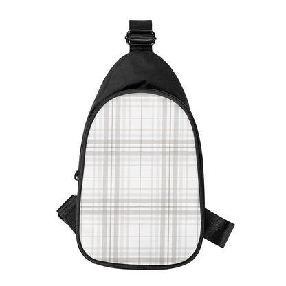 White And Grey Plaid Pattern Print Chest Bag