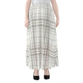 White And Grey Plaid Pattern Print Chiffon Maxi Skirt