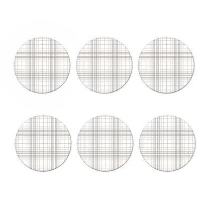 White And Grey Plaid Pattern Print Coaster Set