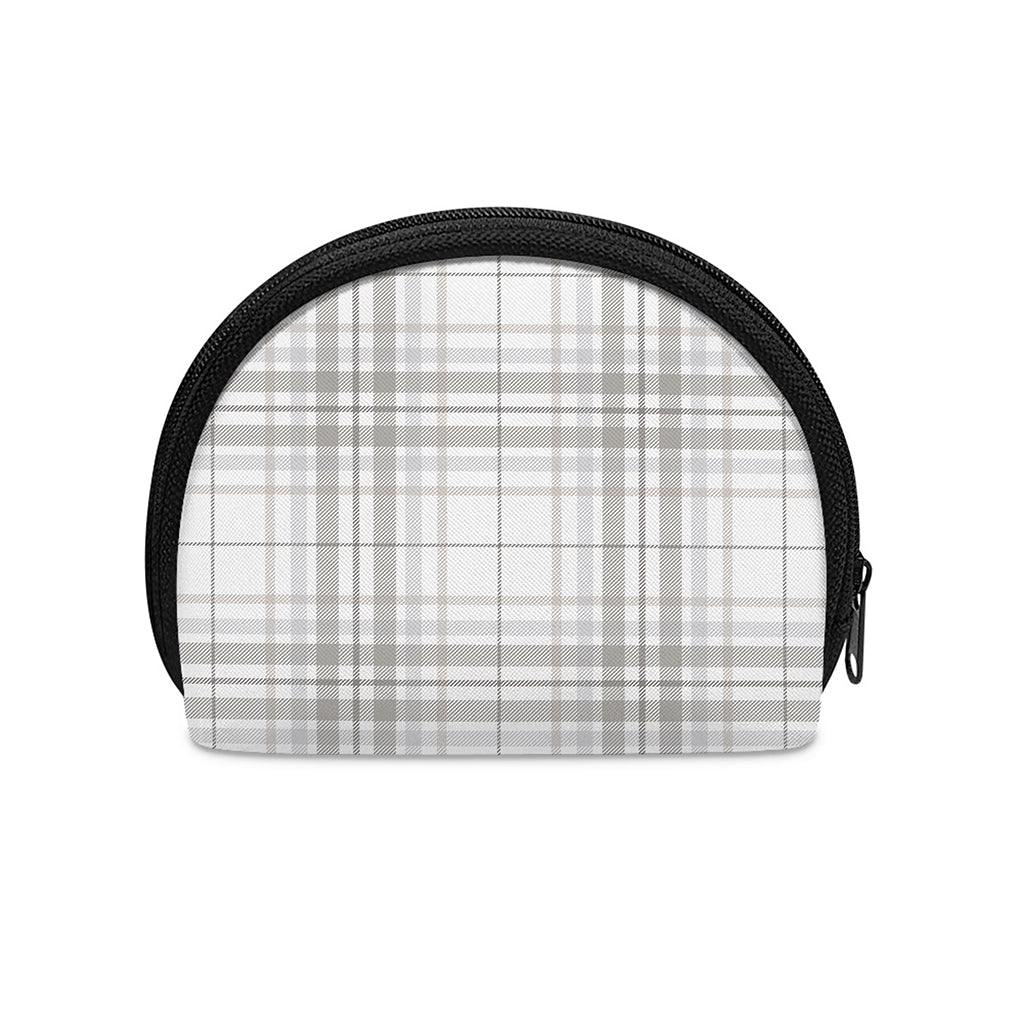 White And Grey Plaid Pattern Print Coin Purse