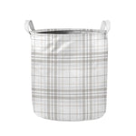 White And Grey Plaid Pattern Print Collapsible Laundry Basket