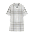 White And Grey Plaid Pattern Print Cotton Hawaiian Shirt