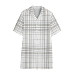 White And Grey Plaid Pattern Print Cotton Hawaiian Shirt