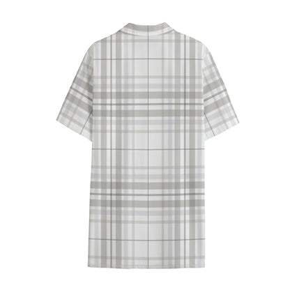 White And Grey Plaid Pattern Print Cotton Hawaiian Shirt