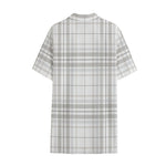 White And Grey Plaid Pattern Print Cotton Hawaiian Shirt