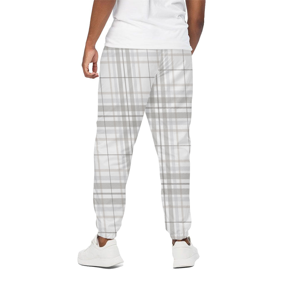 White And Grey Plaid Pattern Print Cotton Pants
