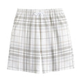 White And Grey Plaid Pattern Print Cotton Shorts