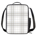 White And Grey Plaid Pattern Print Crossbody Lunch Bag