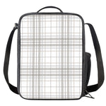 White And Grey Plaid Pattern Print Crossbody Lunch Bag