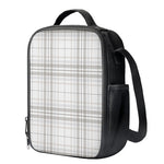 White And Grey Plaid Pattern Print Crossbody Lunch Bag