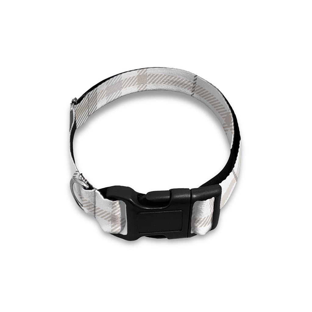 White And Grey Plaid Pattern Print Dog Collar