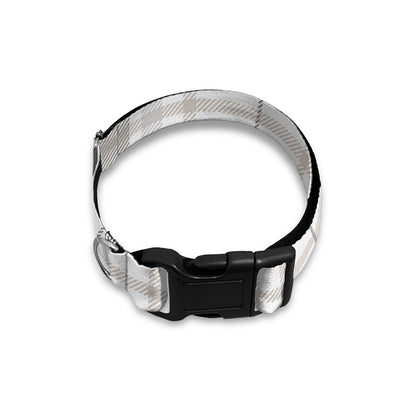 White And Grey Plaid Pattern Print Dog Collar