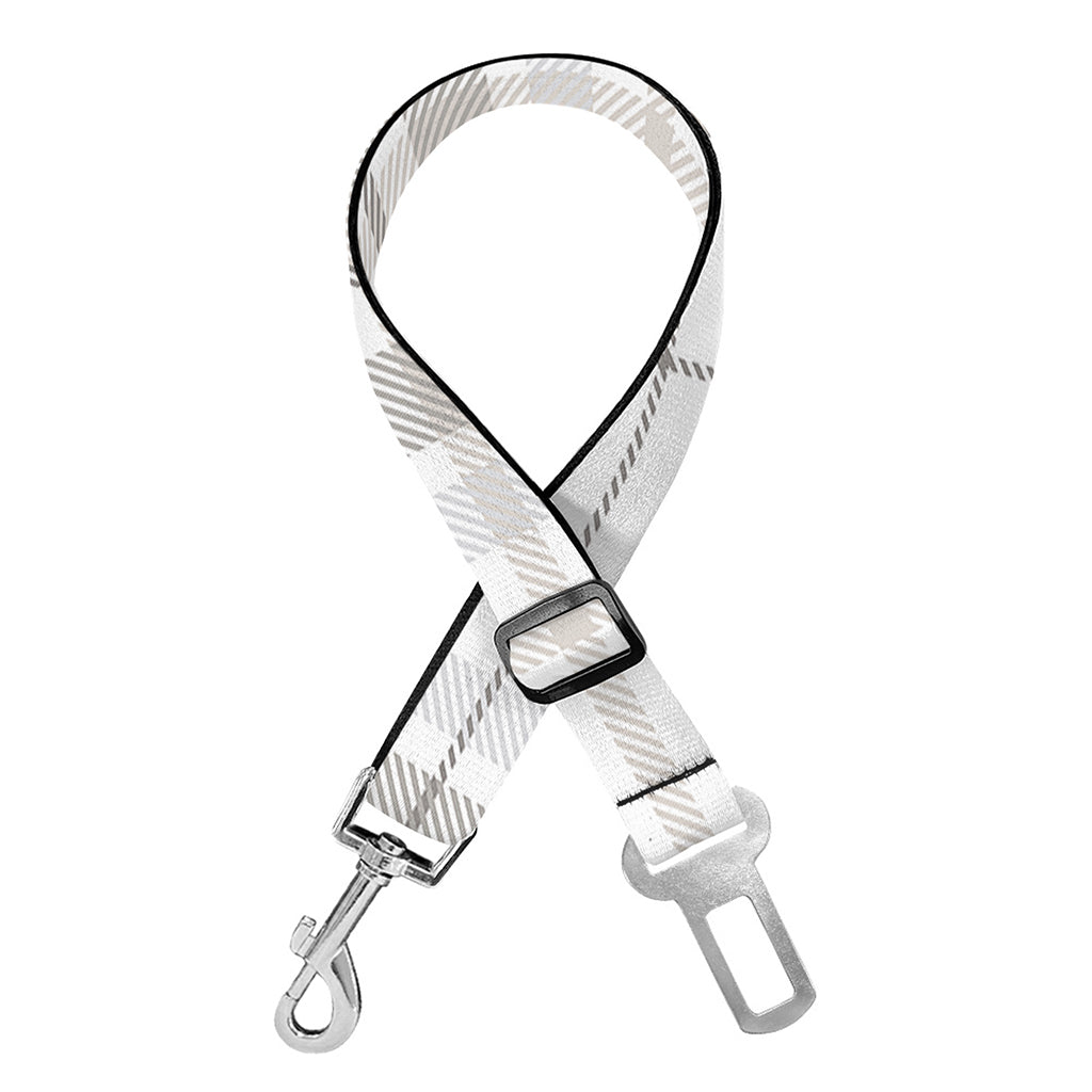White And Grey Plaid Pattern Print Dog Seat Belt