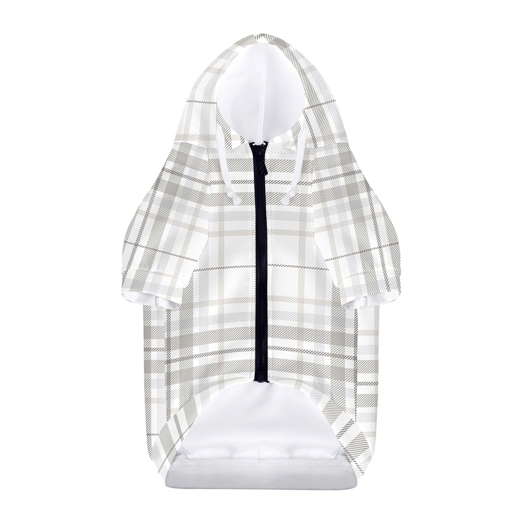 White And Grey Plaid Pattern Print Dog Zip Up Hoodie