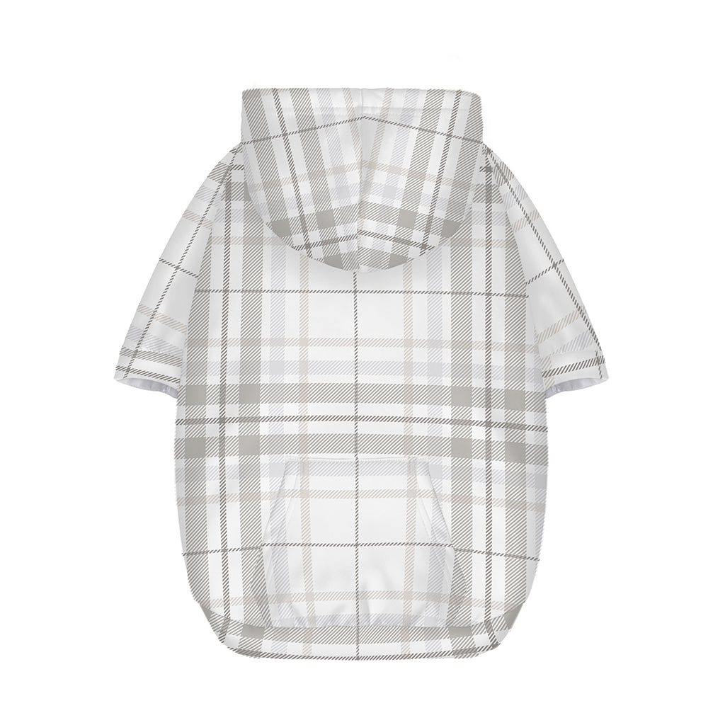 White And Grey Plaid Pattern Print Dog Zip Up Hoodie