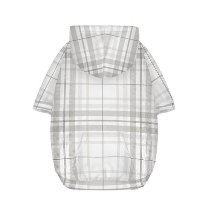 White And Grey Plaid Pattern Print Dog Zip Up Hoodie
