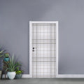 White And Grey Plaid Pattern Print Door Sticker
