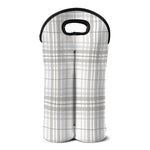White And Grey Plaid Pattern Print Double Neoprene Wine Tote
