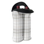 White And Grey Plaid Pattern Print Double Neoprene Wine Tote
