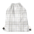 White And Grey Plaid Pattern Print Drawstring Bag